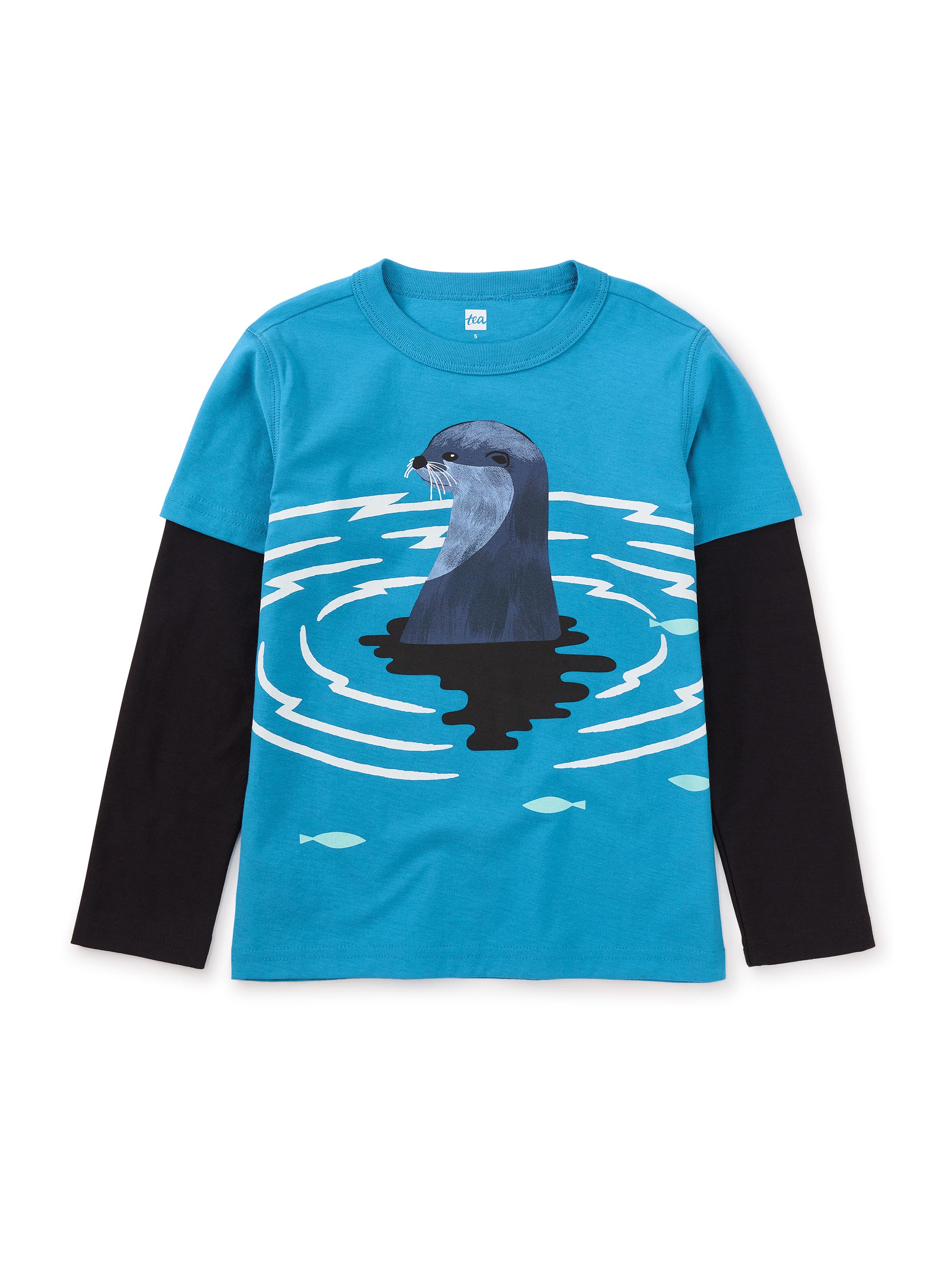 Otter Layer Sleeve Graphic Tee - Nordic Blue