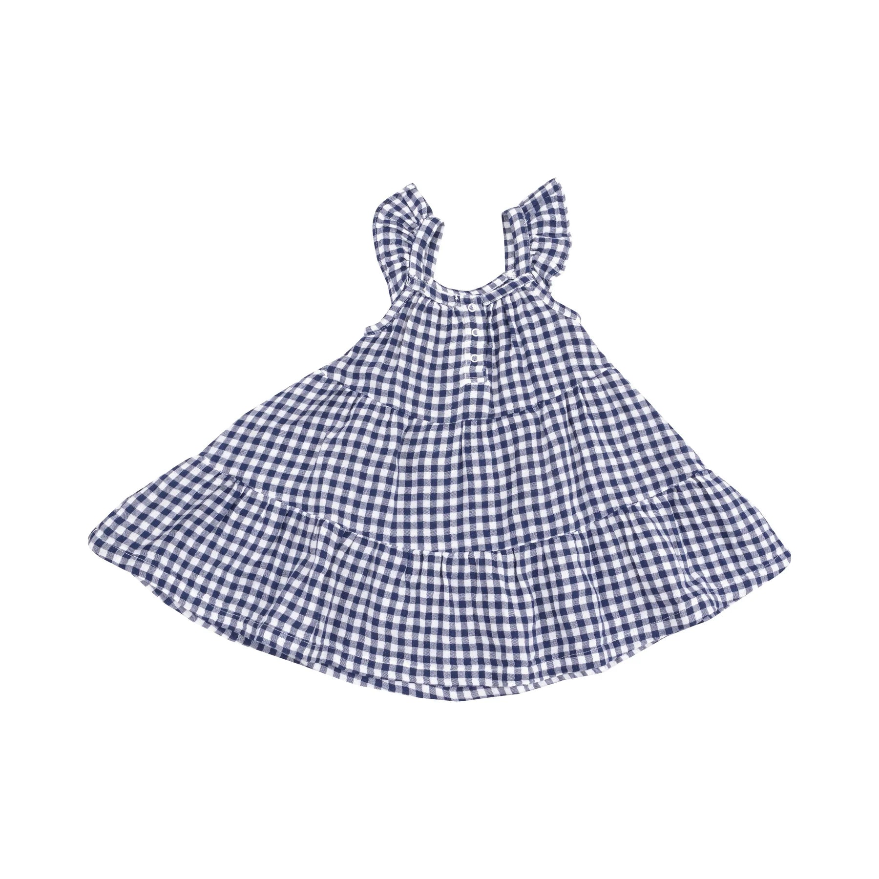 Navy Gingham Twirly Sundress-Little Sprout