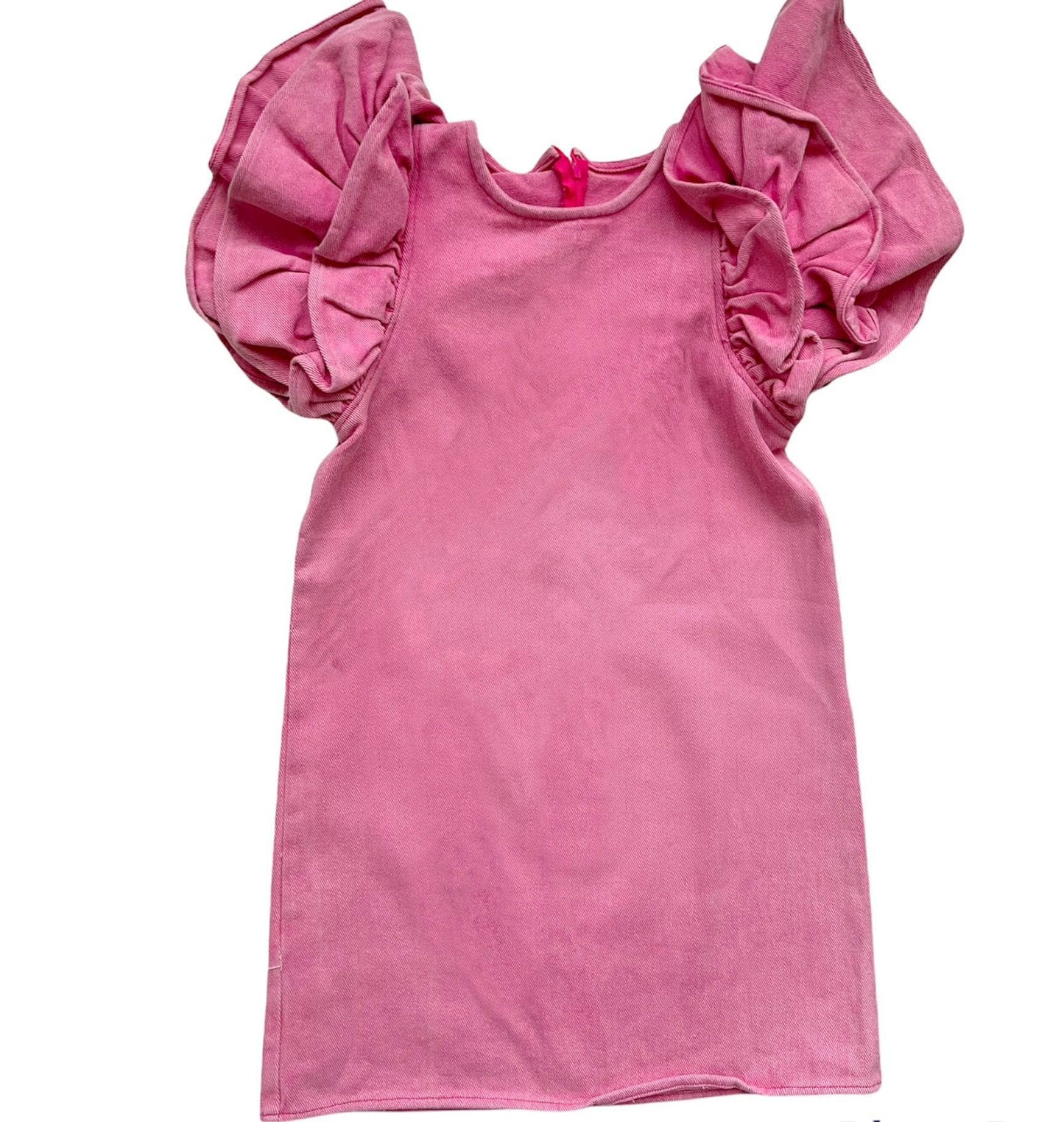 Pink Princess Ruffle Denim Dress