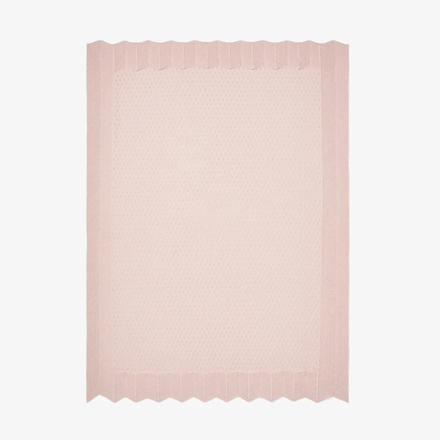 Blush Pointelle Cotton Knit Baby Blanket