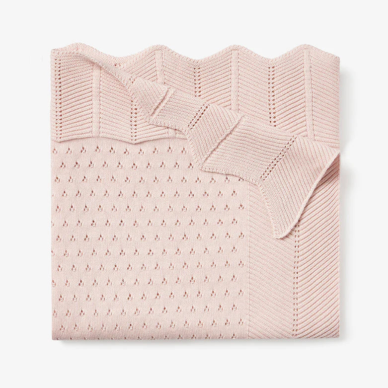 Blush Pointelle Cotton Knit Baby Blanket