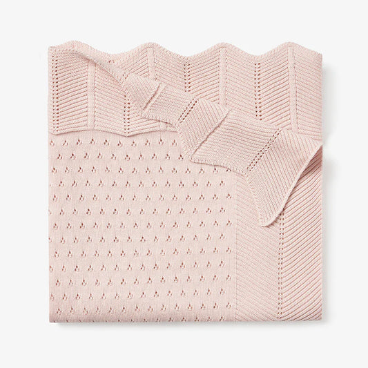 Blush Pointelle Cotton Knit Baby Blanket