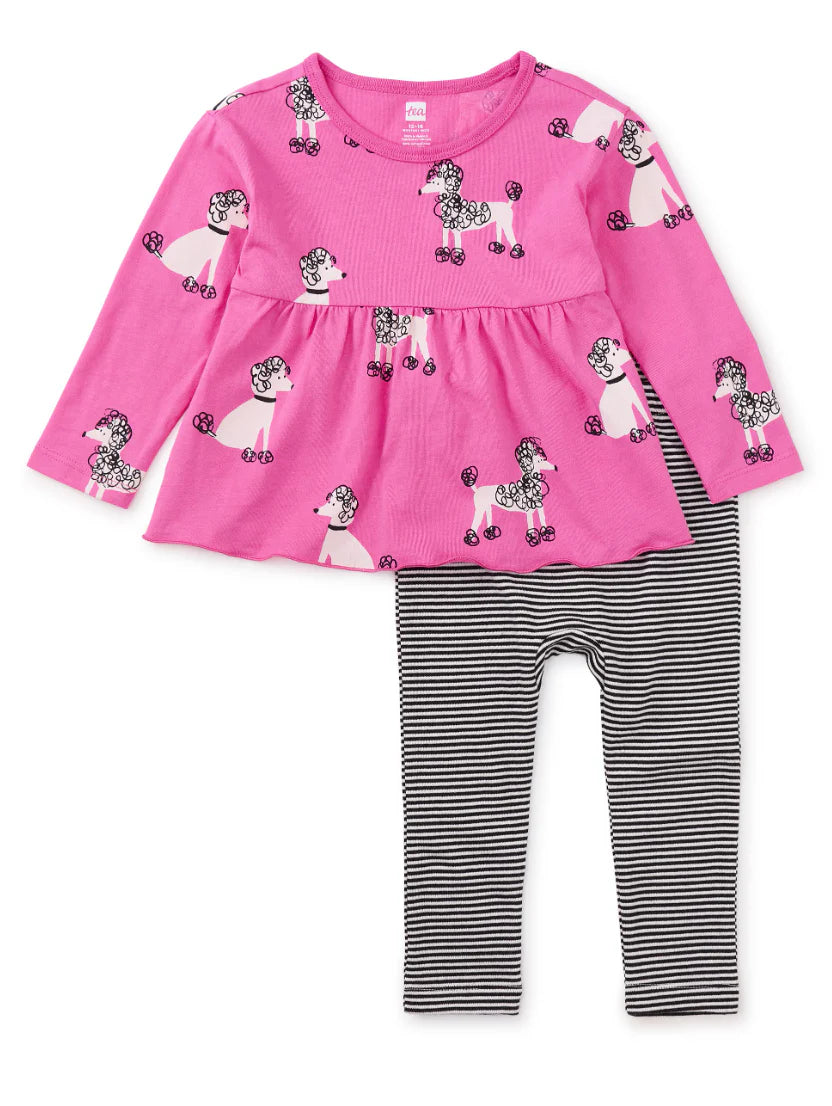 Peplum Top & Pants Baby Set  Poodle Promenade