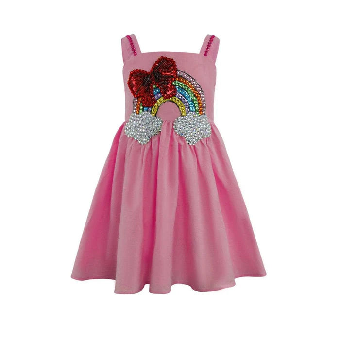 Lola and the Boys Rainbow Bow Gem Dress Little Sprout