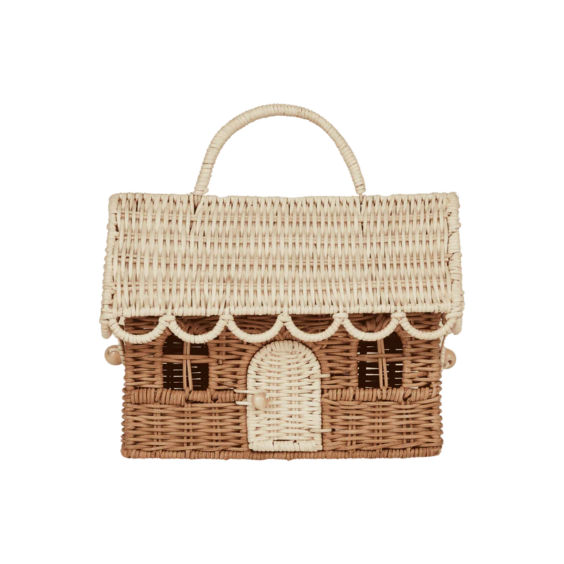 Rattan Gingerbread Casa Clutch - Natural and Straw-Little Sprout