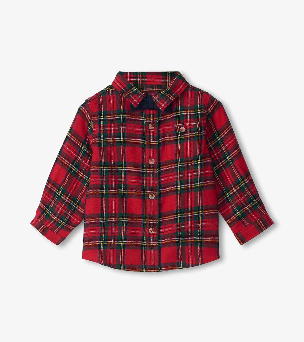 Red Plaid Easy Button Down Shirt