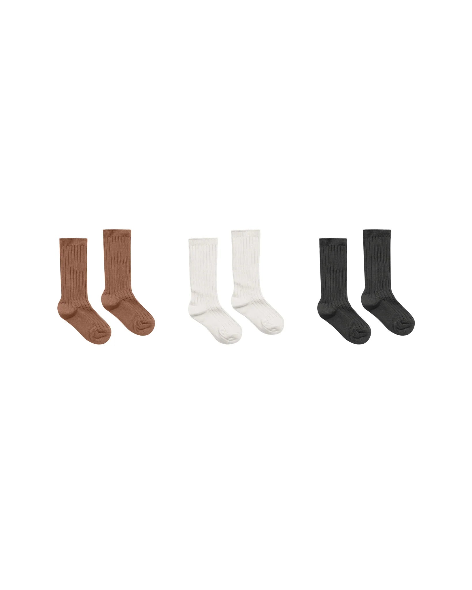 Ribbed Socks - 3-Pack - Cedar, Ivory, and Black