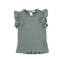 Ruffle Blouse - Blue Grey