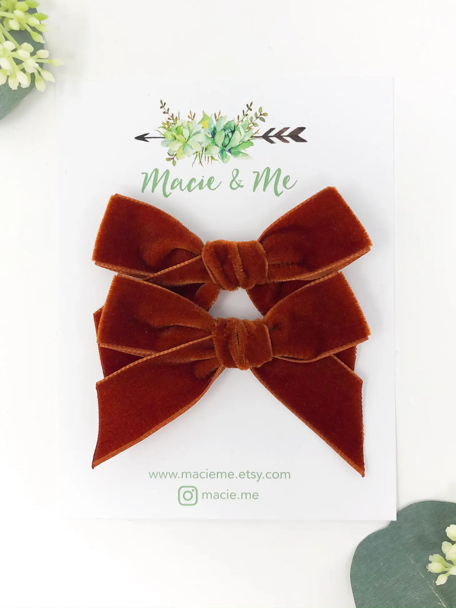 Velvet Bows - Pigtail Set