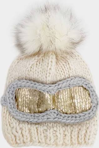 Ski Goggles Hat- Cream