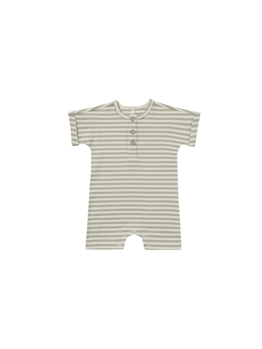 Short Sleeve One-Piece - Sage Stripe