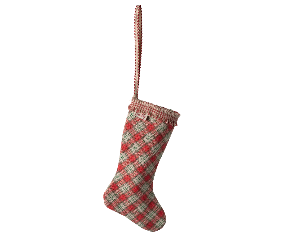 Stocking Ornament, Checker - Red