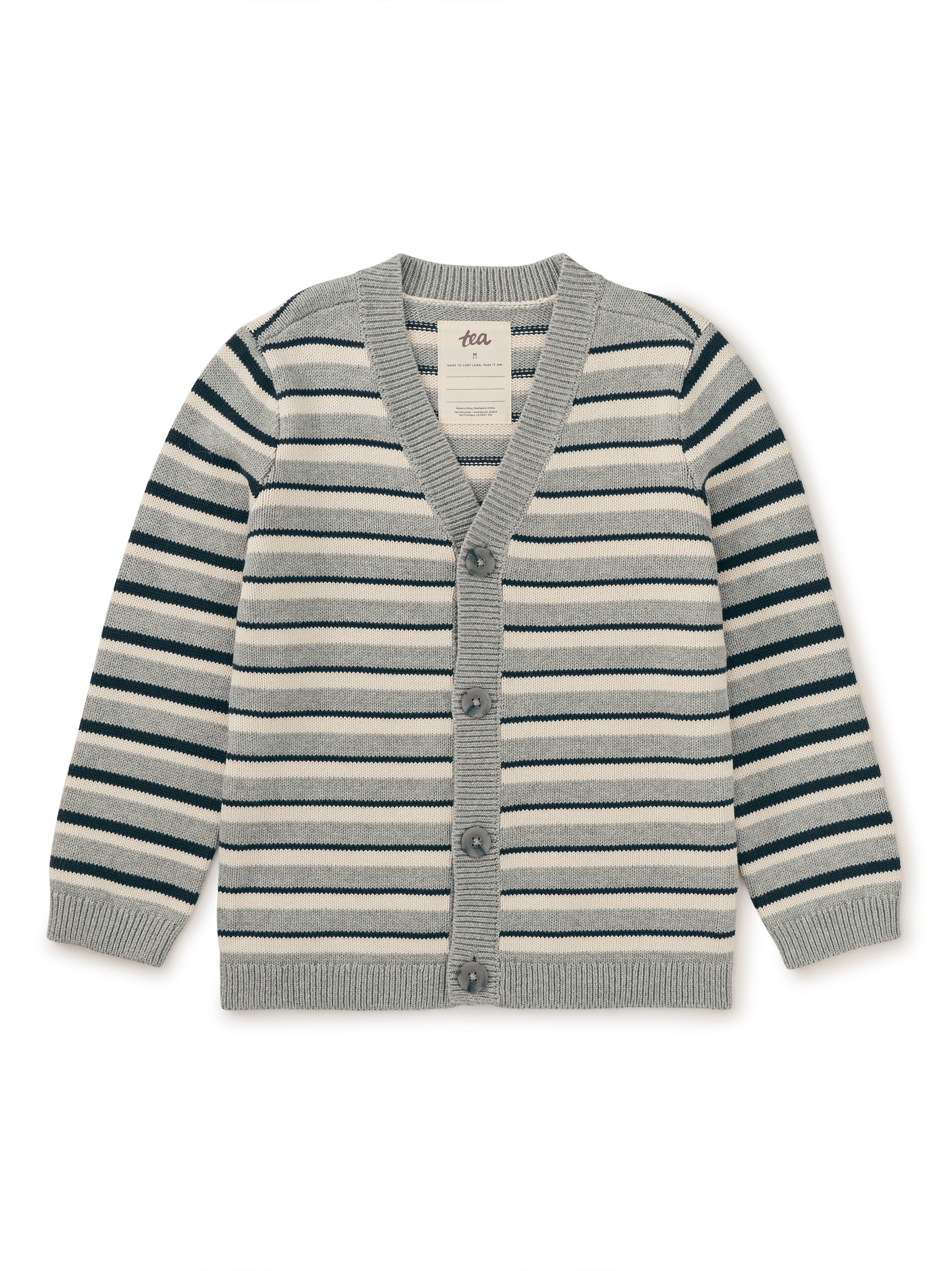 Striped Sweater Cardigan - Birch & Indigo Stripe