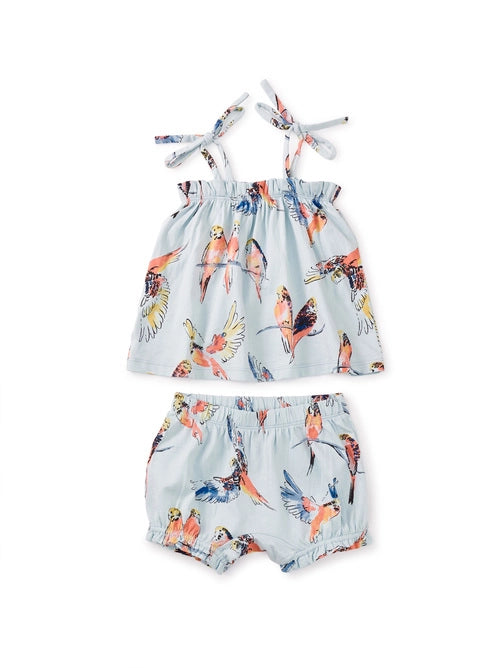 Tie Shoulder Strap Baby Set - Pop Parrot