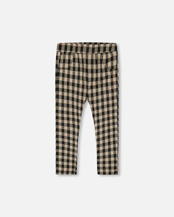 Treggings- Black and Beige Plaid