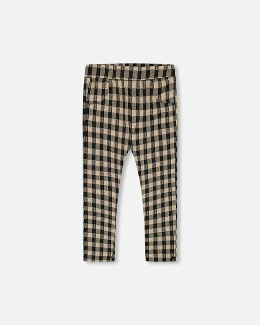 Treggings- Black and Beige Plaid