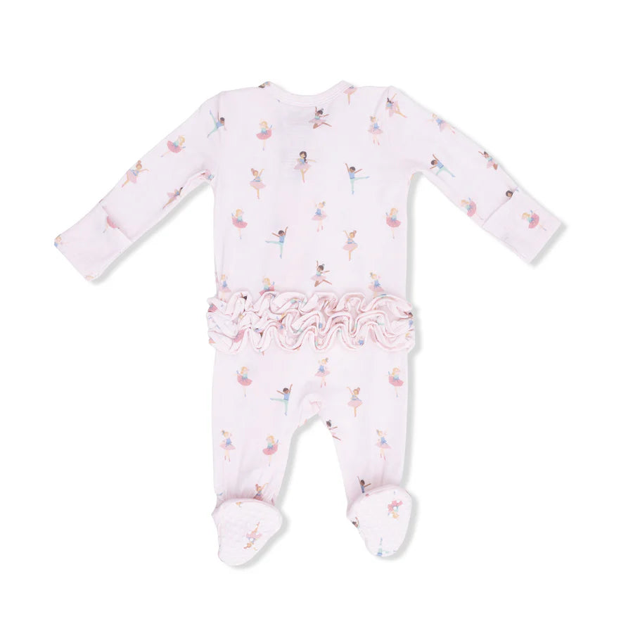 Petite Ballet 2 Way Ruffle Front Zipper Romper