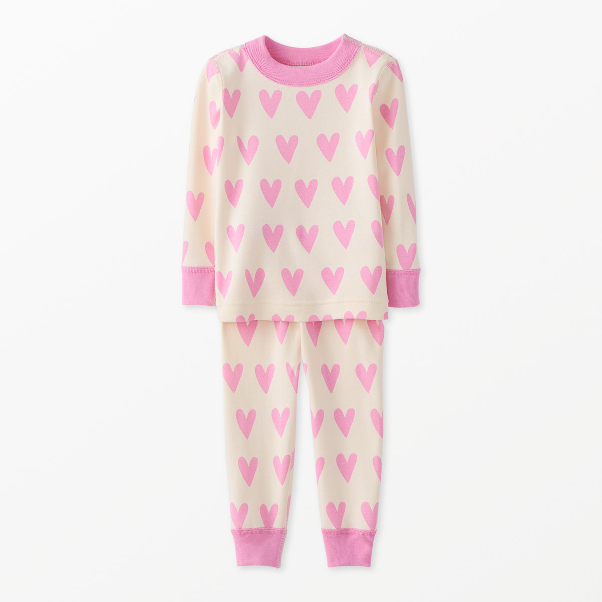 Pink Hearts on Hearts Pajama Set Little Sprout Organic Cotton