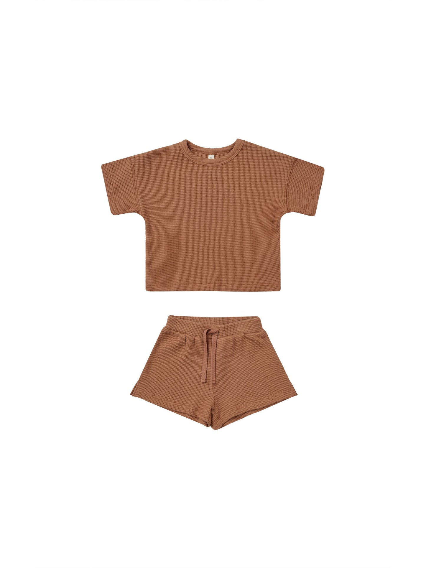 Waffle Tee and Short Set - Clay