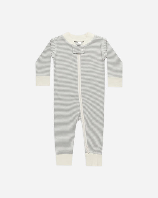 Zip Long Sleeve Sleeper - Blue Micro Stripe